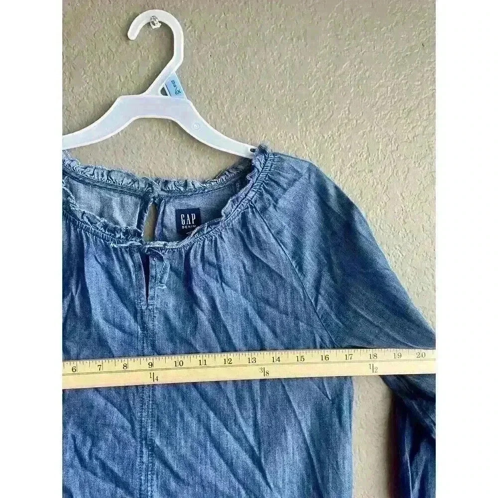 Gap Long-Sleeve Tiered All-Day Jean Dress for Girls Size XXL - Picture 6 of 7
